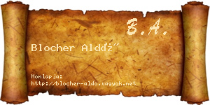 Blocher Aldó névjegykártya